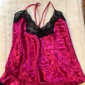 Hot pink And black lace nightie